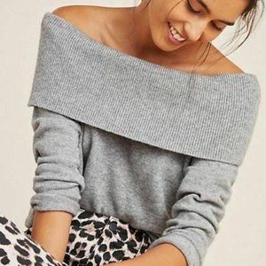 Anthropologie off shoulder gray sweater EUC